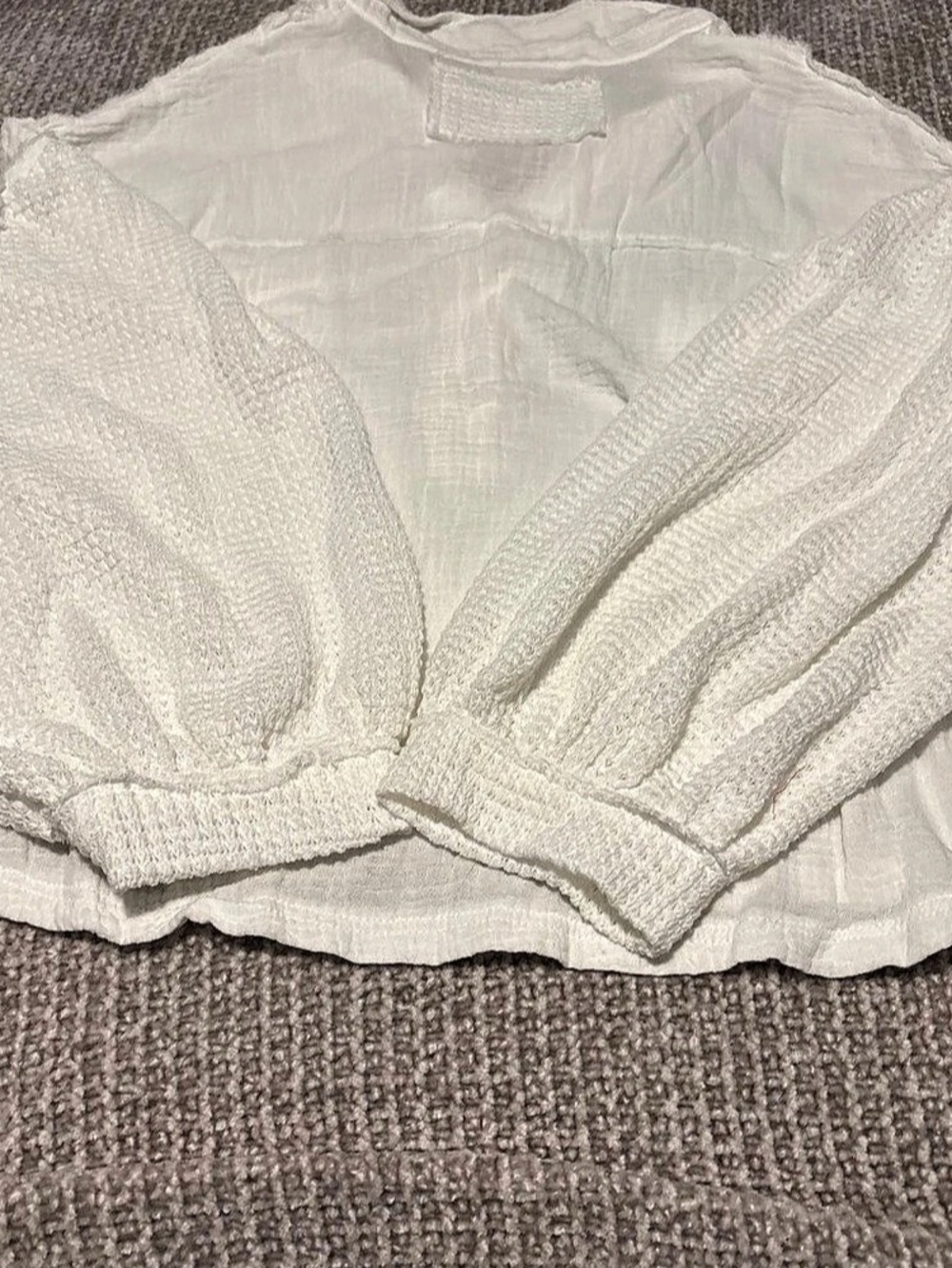 POL Waffle K and Double Gauze Button Down Top White Large - Picture 5 of 6